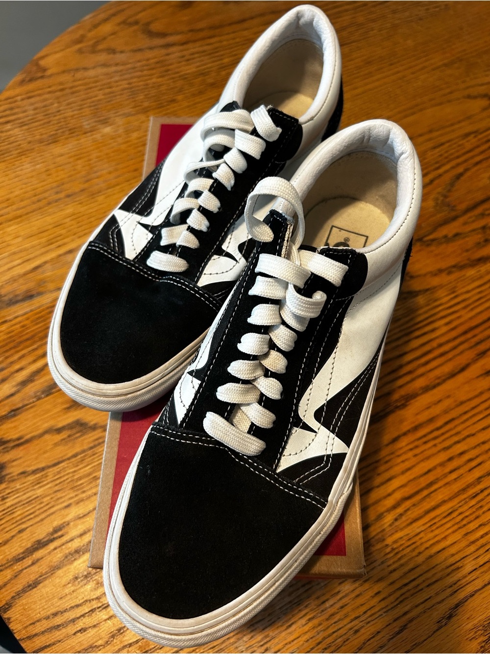 Vans Black and White Men's Old Skool (Warp) Skate Sneakers 10.5